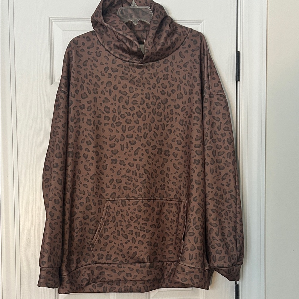 Brown Leopard Print Hoodie